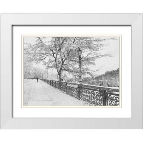 Winter in Kiev White Modern Wood Framed Art Print with Double Matting by Kiyashko, Alexander