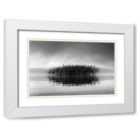Lake Volvi VII White Modern Wood Framed Art Print with Double Matting by Digalakis, George