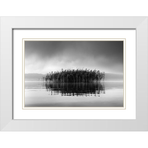 Lake Volvi VII White Modern Wood Framed Art Print with Double Matting by Digalakis, George