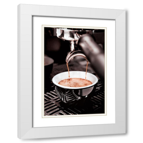 Coffee 005 White Modern Wood Framed Art Print with Double Matting by Artographie Studio