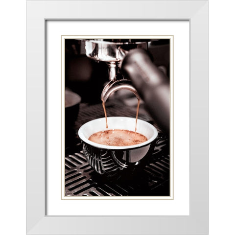 Coffee 005 White Modern Wood Framed Art Print with Double Matting by Artographie Studio