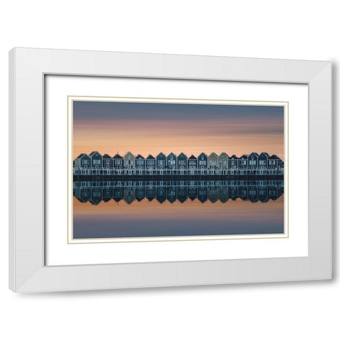Drifting Houses White Modern Wood Framed Art Print with Double Matting by Franzoni, de Franzoni
