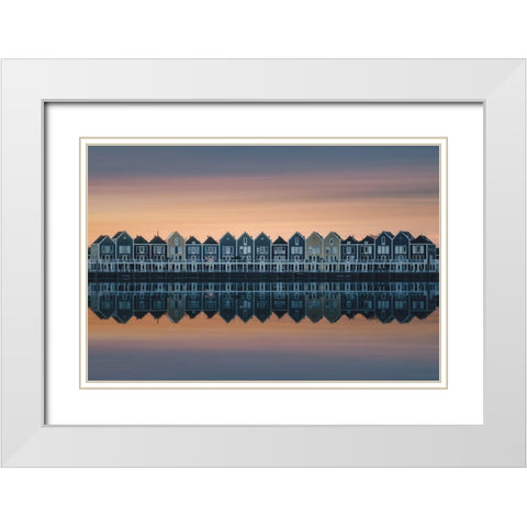 Drifting Houses White Modern Wood Framed Art Print with Double Matting by Franzoni, de Franzoni