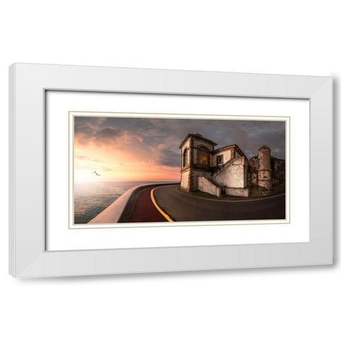 Faro De Luarca White Modern Wood Framed Art Print with Double Matting by Mymon, Noam