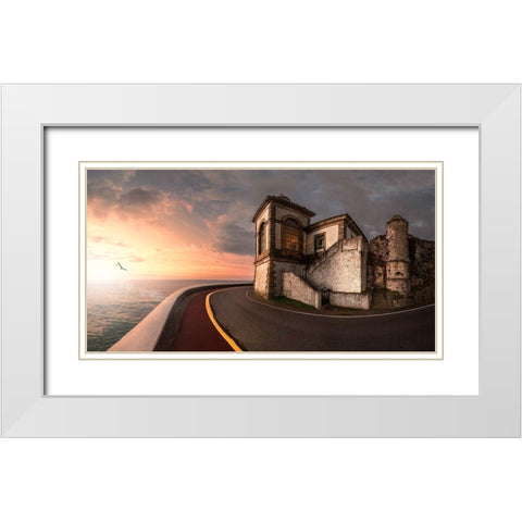 Faro De Luarca White Modern Wood Framed Art Print with Double Matting by Mymon, Noam