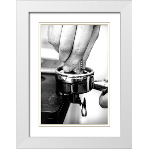 Coffee 003 White Modern Wood Framed Art Print with Double Matting by Artographie Studio