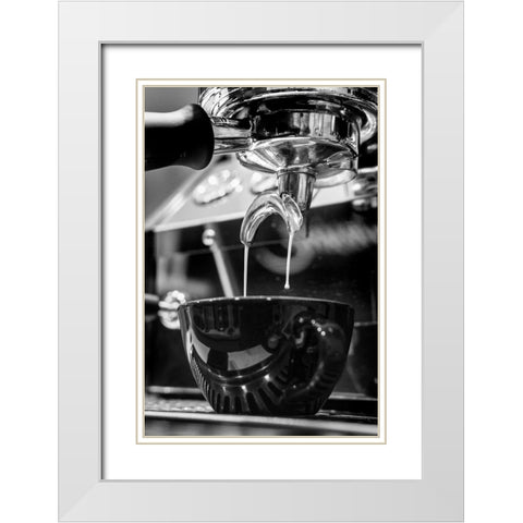 Coffee 007 White Modern Wood Framed Art Print with Double Matting by Artographie Studio
