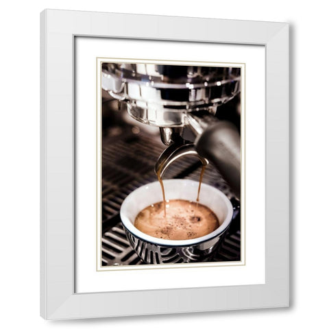 Coffee 002 White Modern Wood Framed Art Print with Double Matting by Artographie Studio