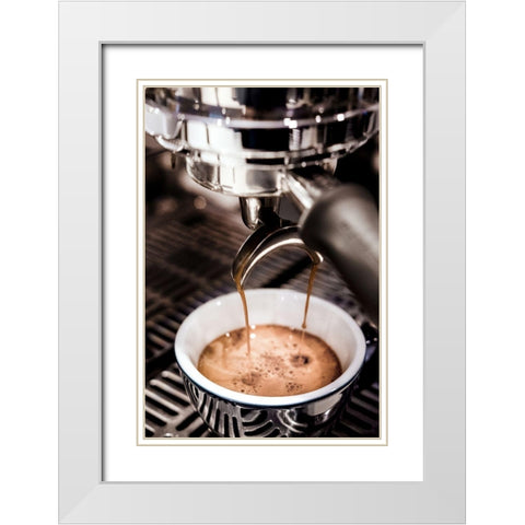 Coffee 002 White Modern Wood Framed Art Print with Double Matting by Artographie Studio