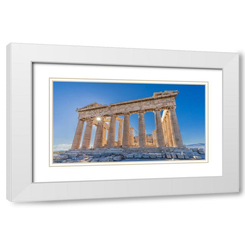 The Acropolis of Athens and Helios White Modern Wood Framed Art Print with Double Matting by Kalika, Michael