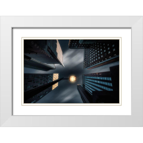 Hibiya II White Modern Wood Framed Art Print with Double Matting by T, Amatou