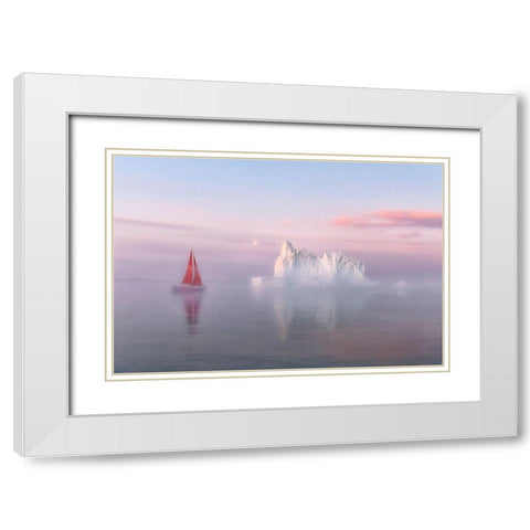 Midnight Sun White Modern Wood Framed Art Print with Double Matting by Jiao, Yang