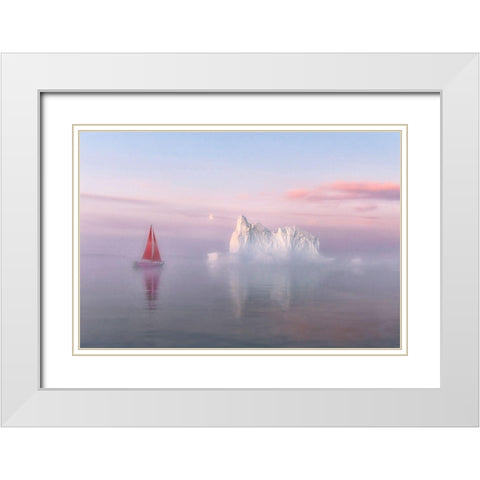 Midnight Sun White Modern Wood Framed Art Print with Double Matting by Jiao, Yang