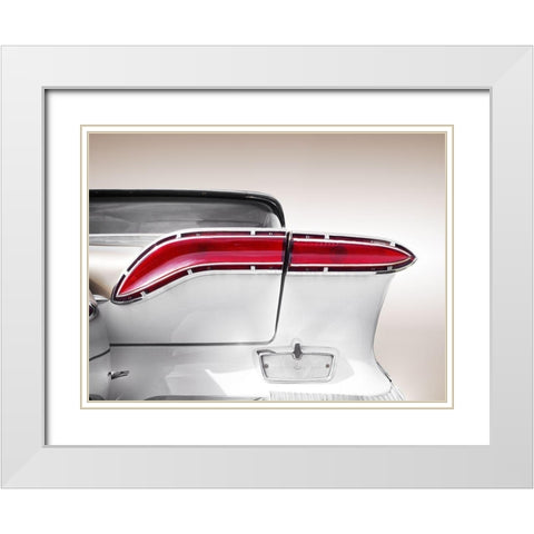 US classic car 1958 taillight abstract White Modern Wood Framed Art Print with Double Matting by Gube, Beate