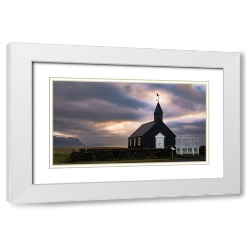 Black Bird Enjoying the Sunset White Modern Wood Framed Art Print with Double Matting by Grant, Lynn