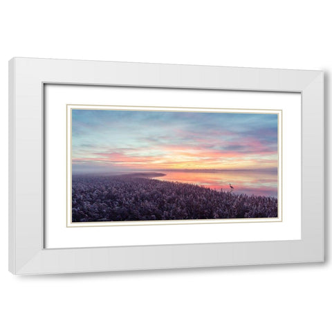 The Herons Morning View White Modern Wood Framed Art Print with Double Matting by Londal, Leif
