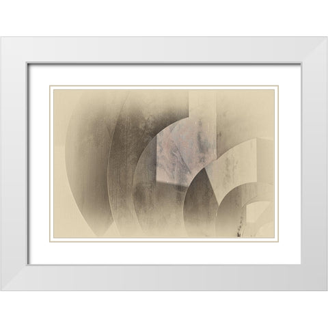 Shapes in Soft Tones White Modern Wood Framed Art Print with Double Matting by van Son, Greetje