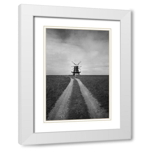Windmill White Modern Wood Framed Art Print with Double Matting by Nordin, Kristina