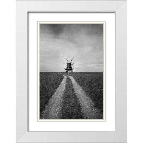 Windmill White Modern Wood Framed Art Print with Double Matting by Nordin, Kristina
