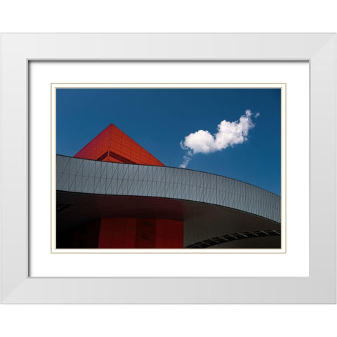 White Cloud White Modern Wood Framed Art Print with Double Matting by Massetti, Fabrizio