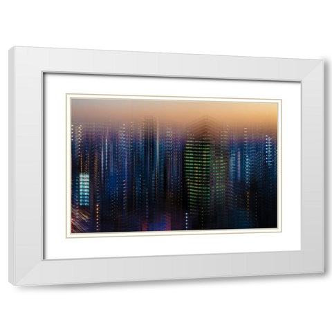 Tokyo Layers White Modern Wood Framed Art Print with Double Matting by Makoto, Sasaki