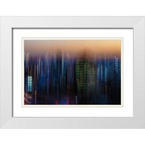 Tokyo Layers White Modern Wood Framed Art Print with Double Matting by Makoto, Sasaki