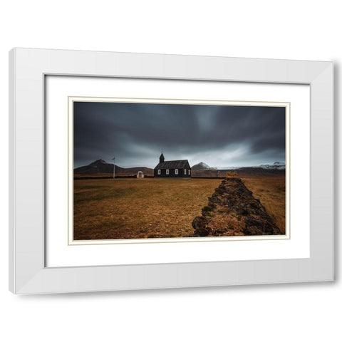 Black Church White Modern Wood Framed Art Print with Double Matting by Ding, Sunny