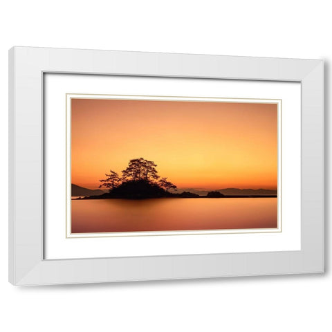 Lonely island White Modern Wood Framed Art Print with Double Matting by Seo, Tiger