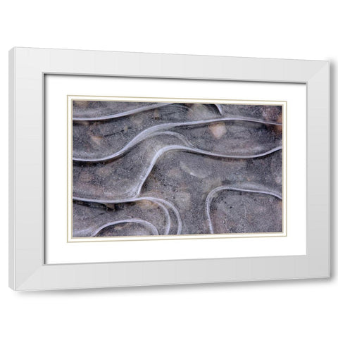 Ice lines White Modern Wood Framed Art Print with Double Matting by Bolla, Paolo