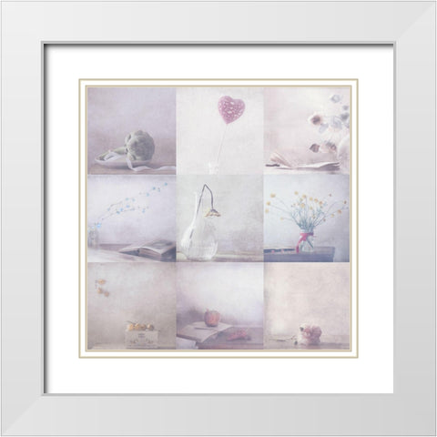 Sweet Little Things Collection White Modern Wood Framed Art Print with Double Matting by Devos, Delphine