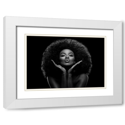 Kiss me White Modern Wood Framed Art Print with Double Matting by Sabat, Marc