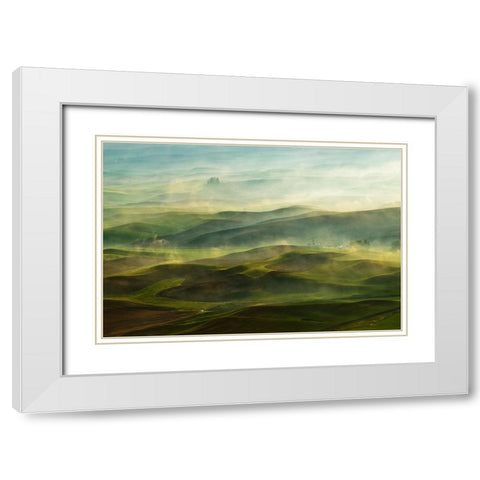 Golden Morning-Palouse White Modern Wood Framed Art Print with Double Matting by Shen, Jikui