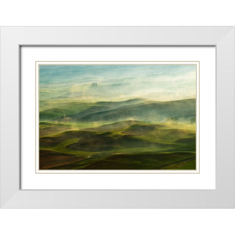 Golden Morning-Palouse White Modern Wood Framed Art Print with Double Matting by Shen, Jikui