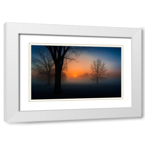 Foggy sunrise White Modern Wood Framed Art Print with Double Matting by Dai, Wei