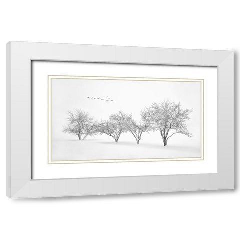 White World White Modern Wood Framed Art Print with Double Matting by Xu, Mei