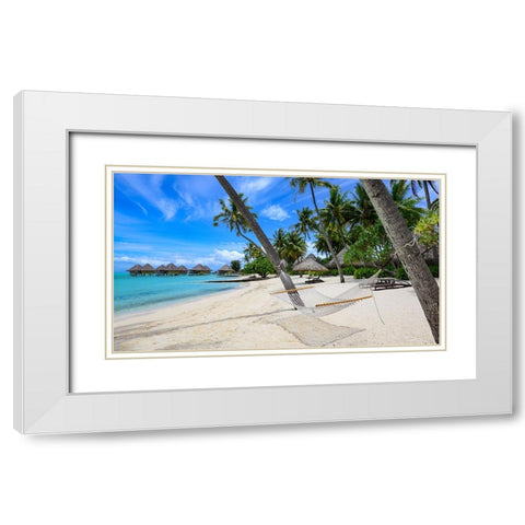 Paradise Hammock White Modern Wood Framed Art Print with Double Matting by Leske, Mike