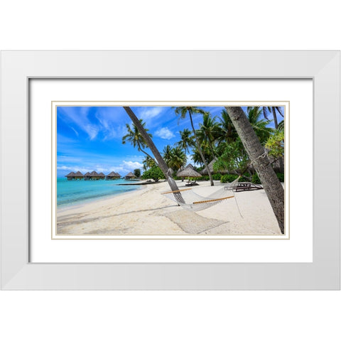 Paradise Hammock White Modern Wood Framed Art Print with Double Matting by Leske, Mike