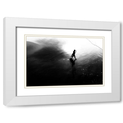 La farfalla White Modern Wood Framed Art Print with Double Matting by Della Latta, Massimo