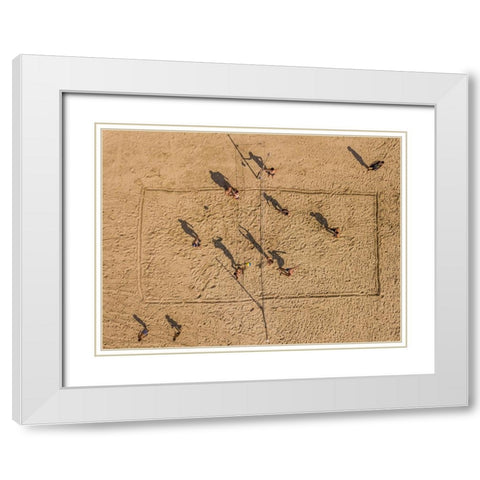 Volley Balling White Modern Wood Framed Art Print with Double Matting by Adar, Or