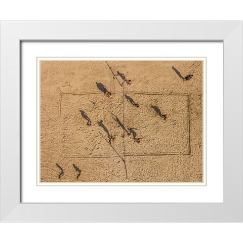 Volley Balling White Modern Wood Framed Art Print with Double Matting by Adar, Or