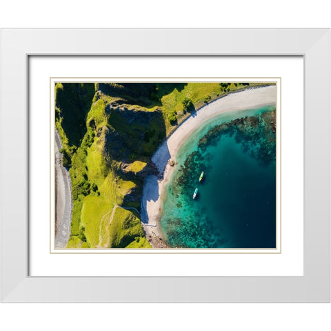 Two Boats White Modern Wood Framed Art Print with Double Matting by Chandra, Suwandi