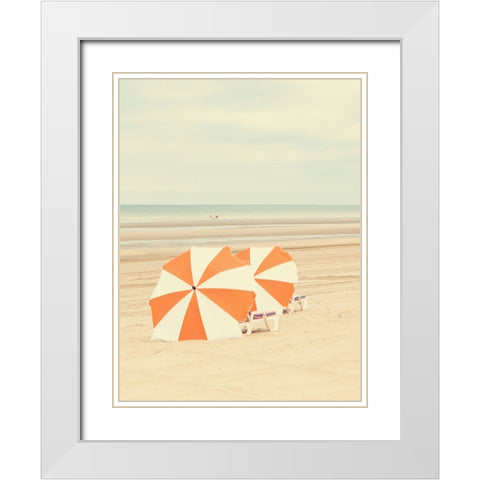 Umbrella White Modern Wood Framed Art Print with Double Matting by Della Latta, Massimo