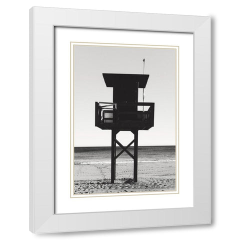 Beach 008 White Modern Wood Framed Art Print with Double Matting by Artographie Studio