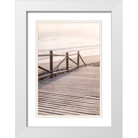 Beach 011 White Modern Wood Framed Art Print with Double Matting by Artographie Studio