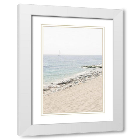 Beach 012 White Modern Wood Framed Art Print with Double Matting by Artographie Studio
