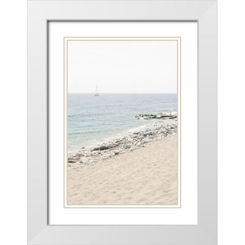 Beach 012 White Modern Wood Framed Art Print with Double Matting by Artographie Studio