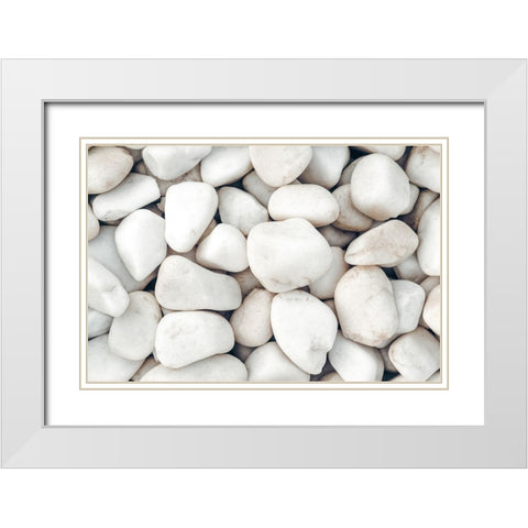 Stones 003 White Modern Wood Framed Art Print with Double Matting by Artographie Studio