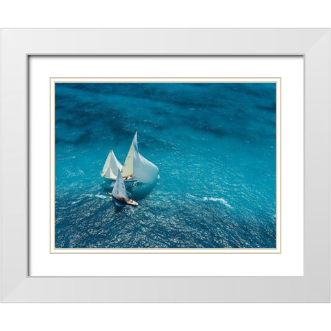 Croisement bleu White Modern Wood Framed Art Print with Double Matting by Pelissier, Marc