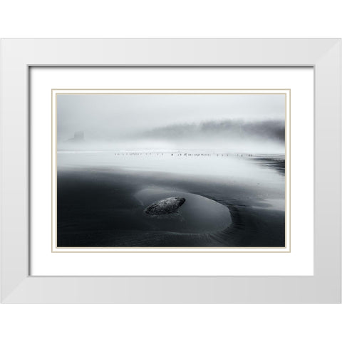 One Morning White Modern Wood Framed Art Print with Double Matting by Bs., Dani
