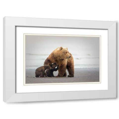 Family Time White Modern Wood Framed Art Print with Double Matting by Doyle, Renee